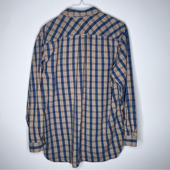 Pendleton‎ Large Navy/Red/Wheat Plaid Long Sleeve Flannel Size Large - Picture 3 of 4